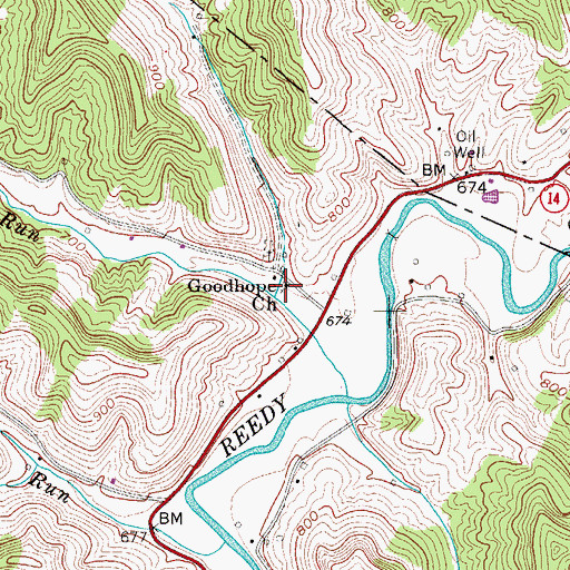 Topographic Map of Goodhope Church, WV