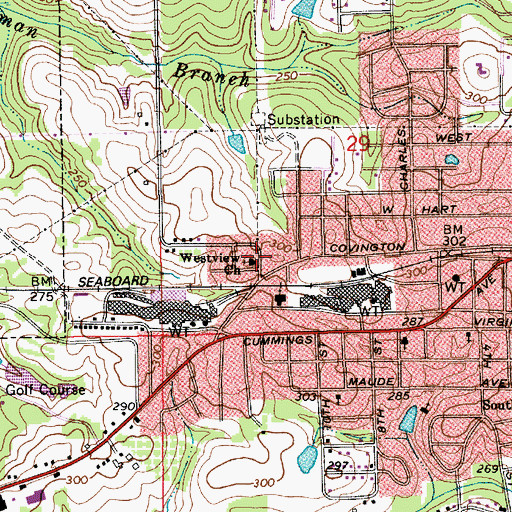 Topographic Map of Westview Assembly of God Church, AL
