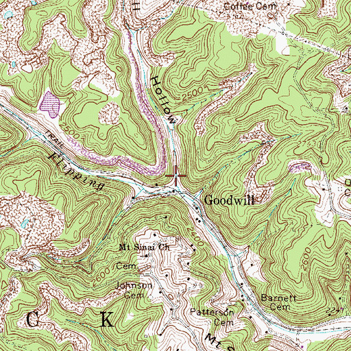 Topographic Map of Goodwill Hollow, WV