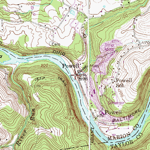Topographic Map of Goose Creek, WV