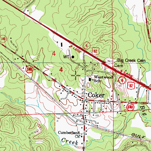 Topographic Map of Westwood Elementary School, AL