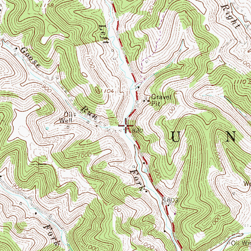 Topographic Map of Goose Run, WV