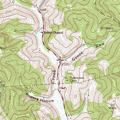 Topographic Map of Goose Run, WV
