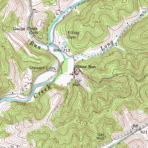 Topographic Map of Goose Run Church, WV