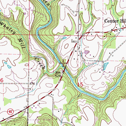 Topographic Map of Whaley Mill Creek, AL