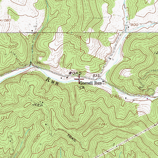 Topographic Map of Gorrell Run Church, WV