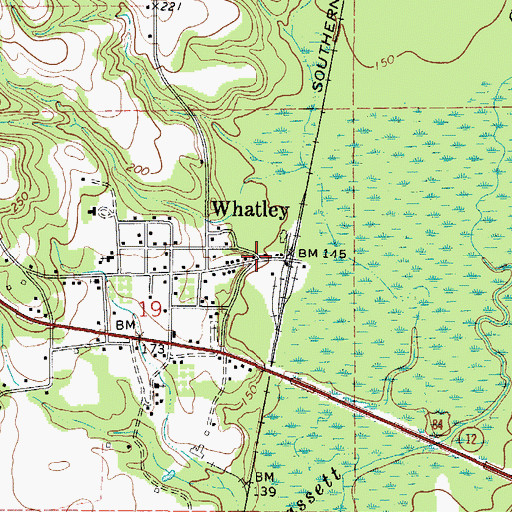 Topographic Map of Whatley, AL