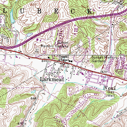 Topographic Map of Gospel Chapel, WV