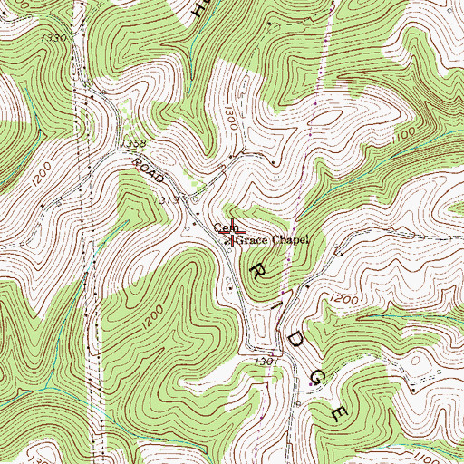 Topographic Map of Grace Chapel, WV