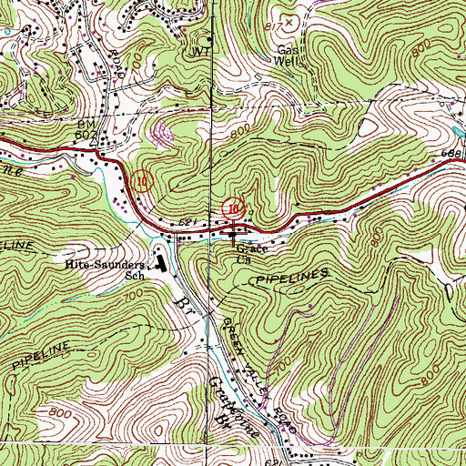Topographic Map of Grace Church, WV