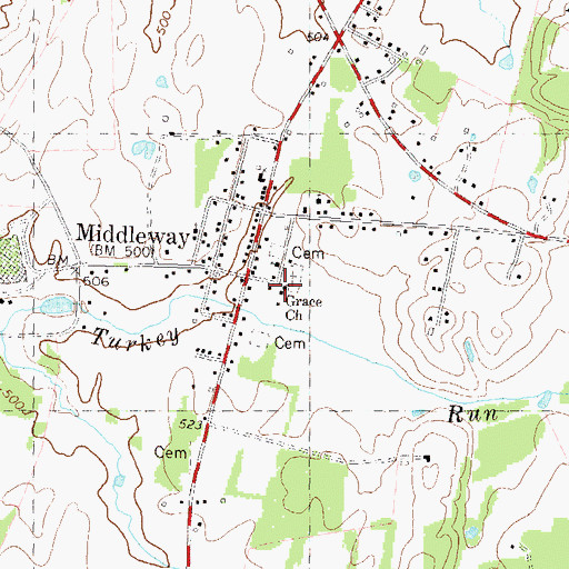 Topographic Map of Grace Church, WV