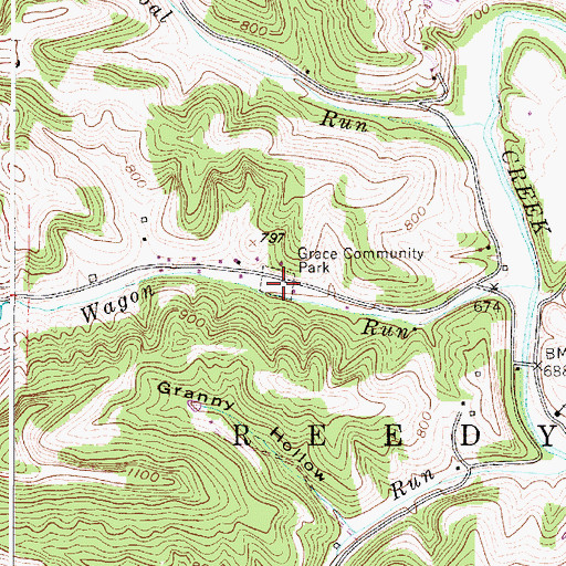 Topographic Map of Grace Community Park, WV