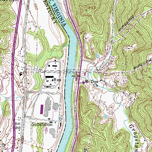 Topographic Map of Gragston Creek, WV