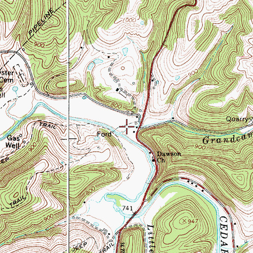 Topographic Map of Grandcamp Run, WV