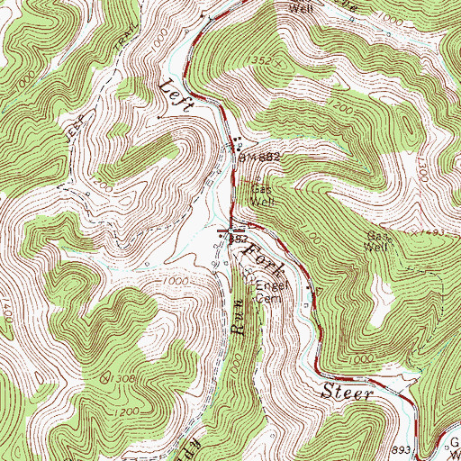 Topographic Map of Granddaddy Run, WV