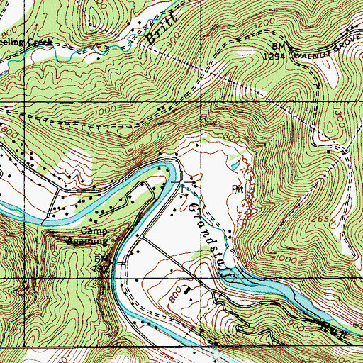 Topographic Map of Grandstaff Run, WV