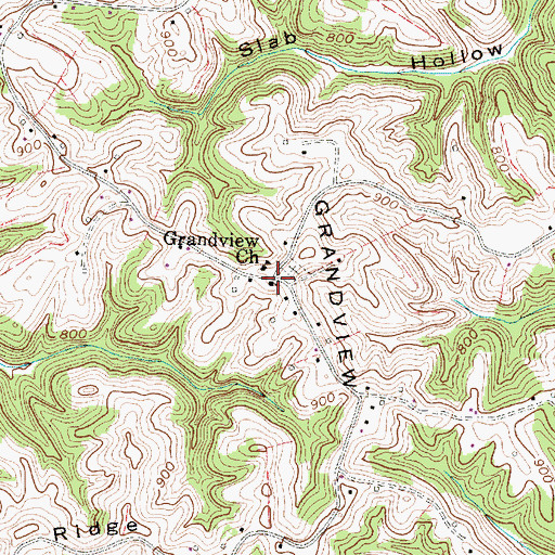 Topographic Map of Grandview Church, WV