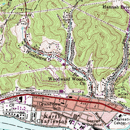 Topographic Map of Grandview Elementary School, WV