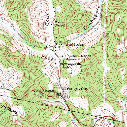 Topographic Map of Grangeville School (historical), WV