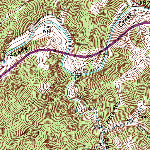 Topographic Map of Granny Creek, WV