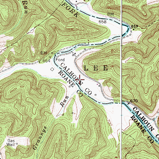 Topographic Map of Grannys Run, WV