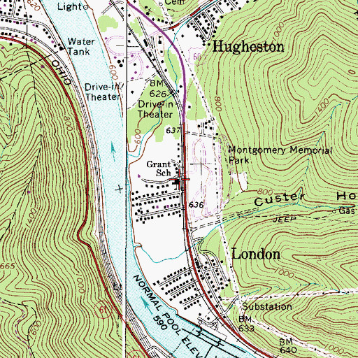 Topographic Map of Grant School (historical), WV