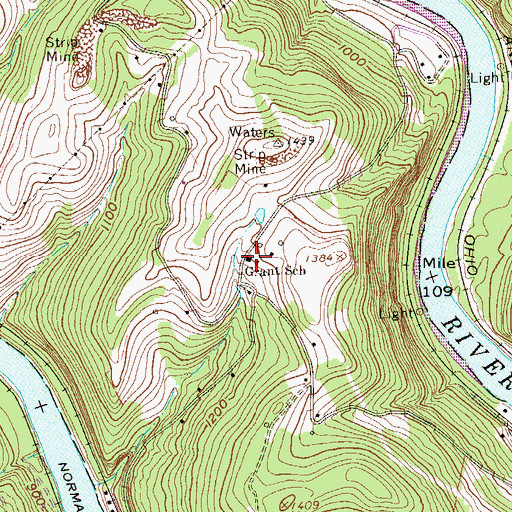 Topographic Map of Grant School (historical), WV