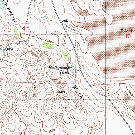 Topographic Map of Hollywood Tank, AZ