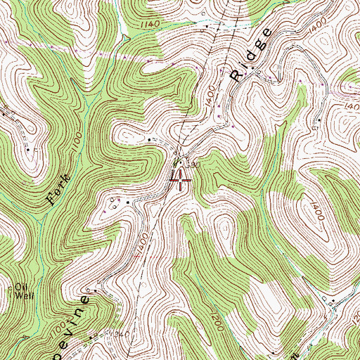 Topographic Map of Grapevine Ridge, WV