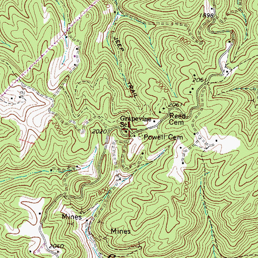 Topographic Map of Grapevine School (historical), WV