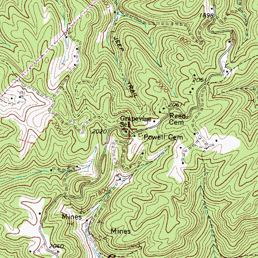 Topographic Map of Grapevine School (historical), WV