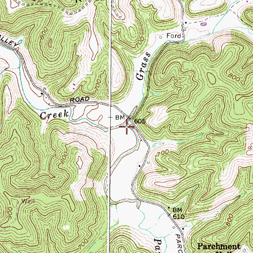 Topographic Map of Grass Run, WV