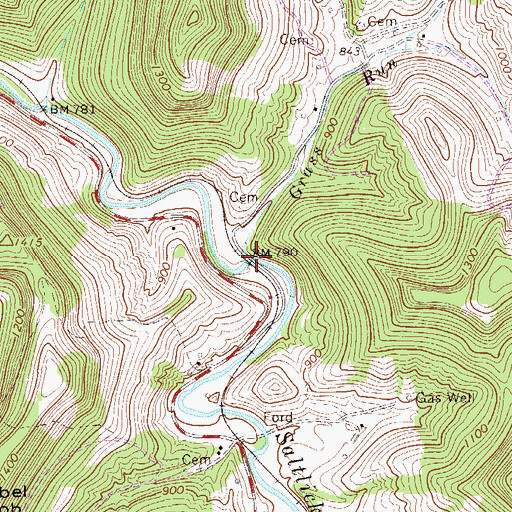 Topographic Map of Grass Run, WV