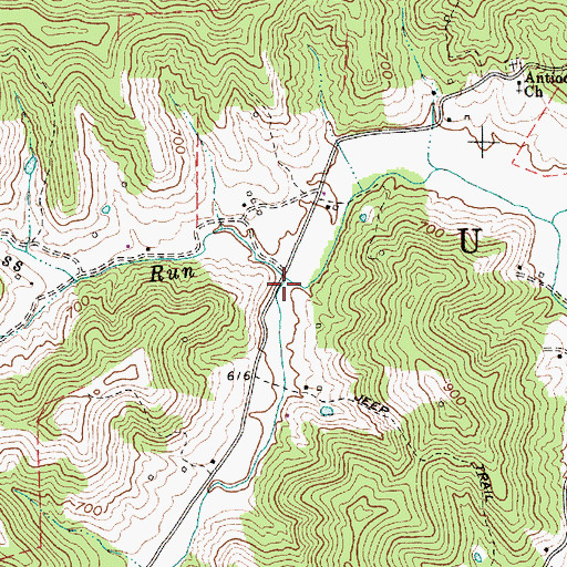 Topographic Map of Grass Run, WV