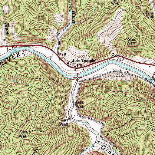 Topographic Map of Grass Run, WV
