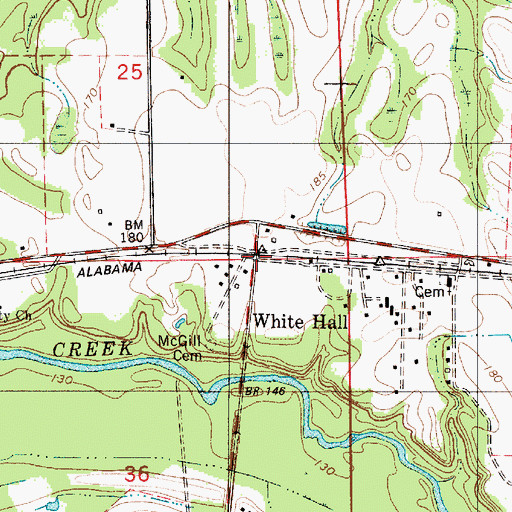Topographic Map of White Hall, AL
