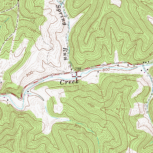 Topographic Map of Grass Spring Run, WV