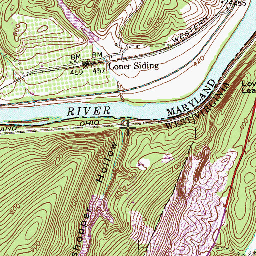 Topographic Map of Grasshopper Hollow, WV