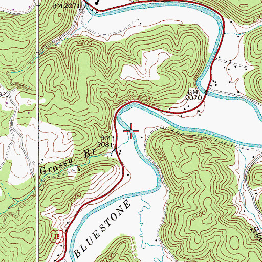 Topographic Map of Grassy Branch, WV