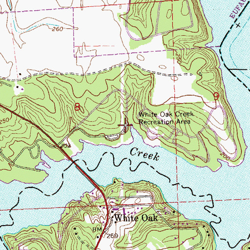 Topographic Map of White Oak Creek Recreation Area, AL