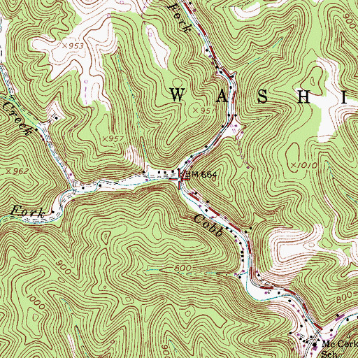 Topographic Map of Grassy Fork, WV