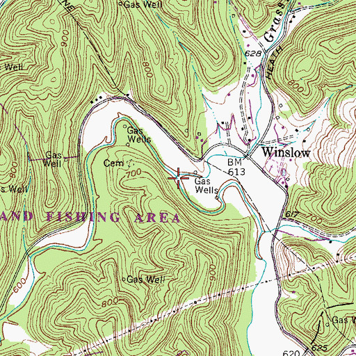 Topographic Map of Grassy Lick, WV