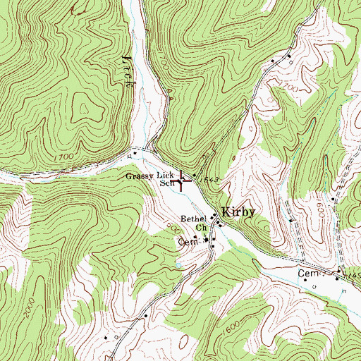Topographic Map of Grassy Lick Elementary School (historical), WV