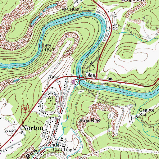 Topographic Map of Grassy Run, WV