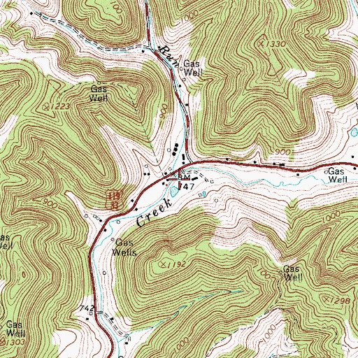 Topographic Map of Grassy Run, WV