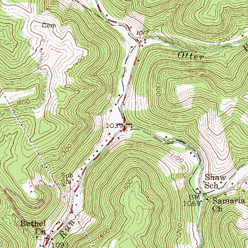 Topographic Map of Grassy Run, WV