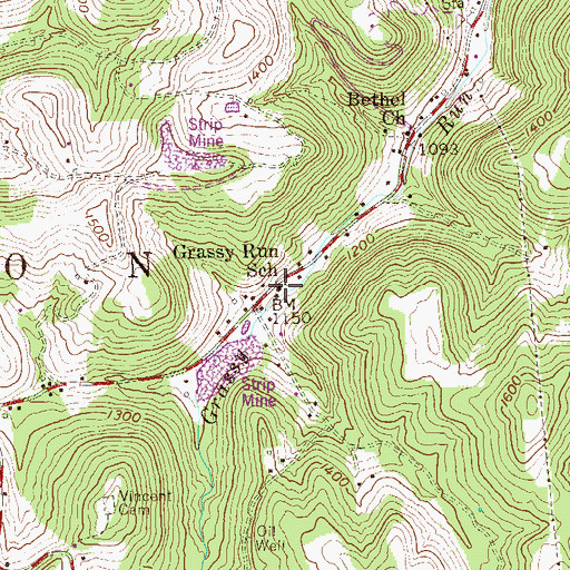 Topographic Map of Grassy Run School (historical), WV