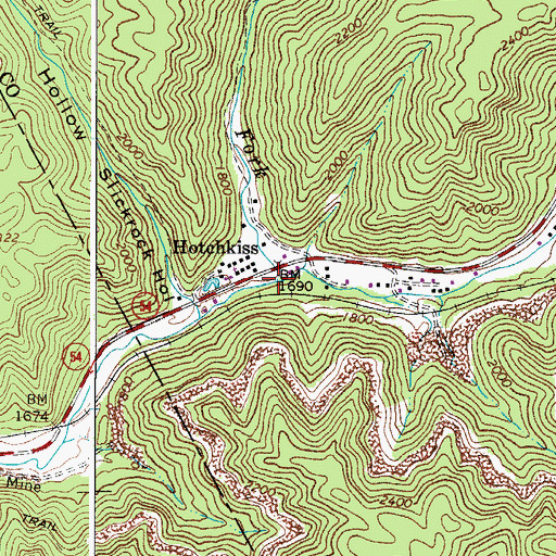 Topographic Map of Grave Fork, WV