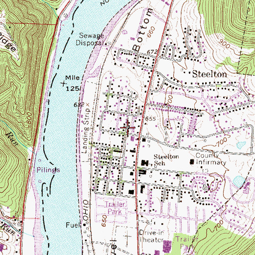 Topographic Map of Gravel Bottom, WV