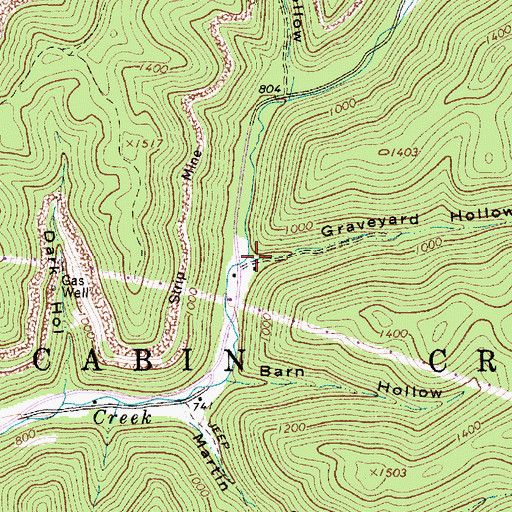 Topographic Map of Graveyard Hollow, WV